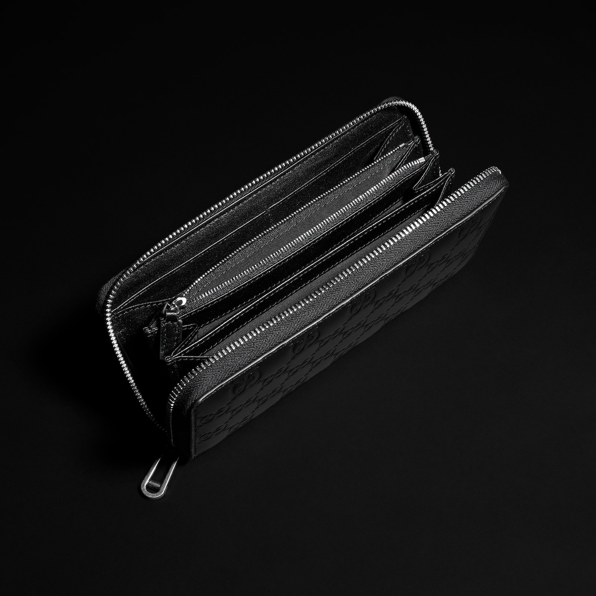 GG Emblem zip around wallet in black GG leather - thumbnail 2