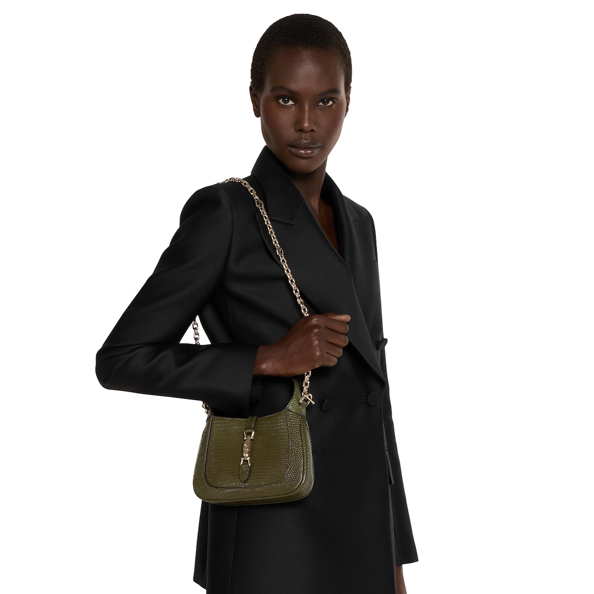 Jackie 1961 lizard mini bag in forest green leather