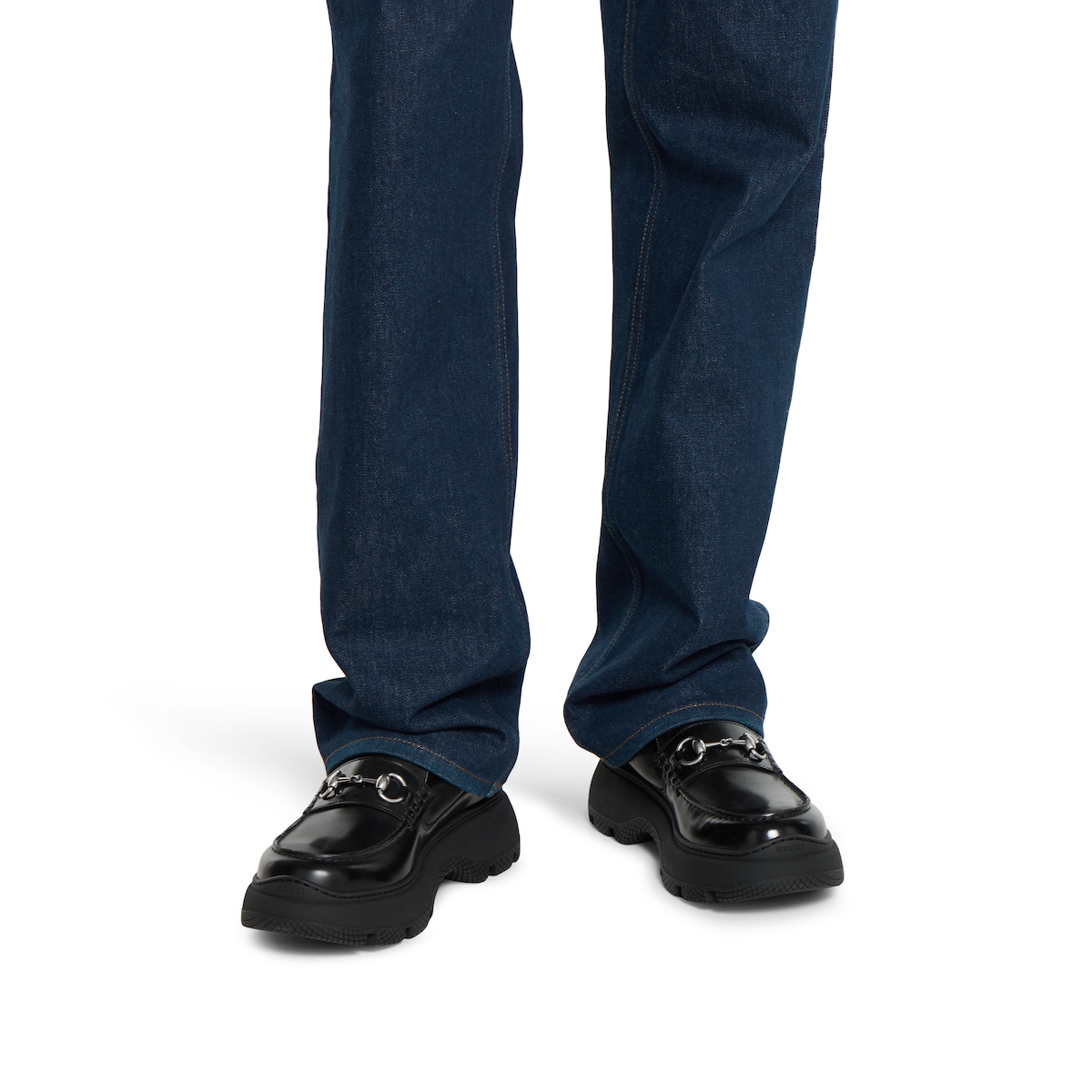 ホースビット付き メンズ ラグソール ローファー ・ブラック