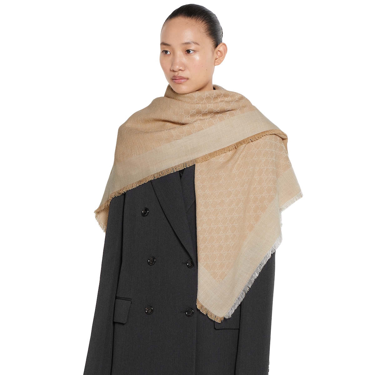GUCCI ストール GG denim-effect shawl in beige | GUCCI® US