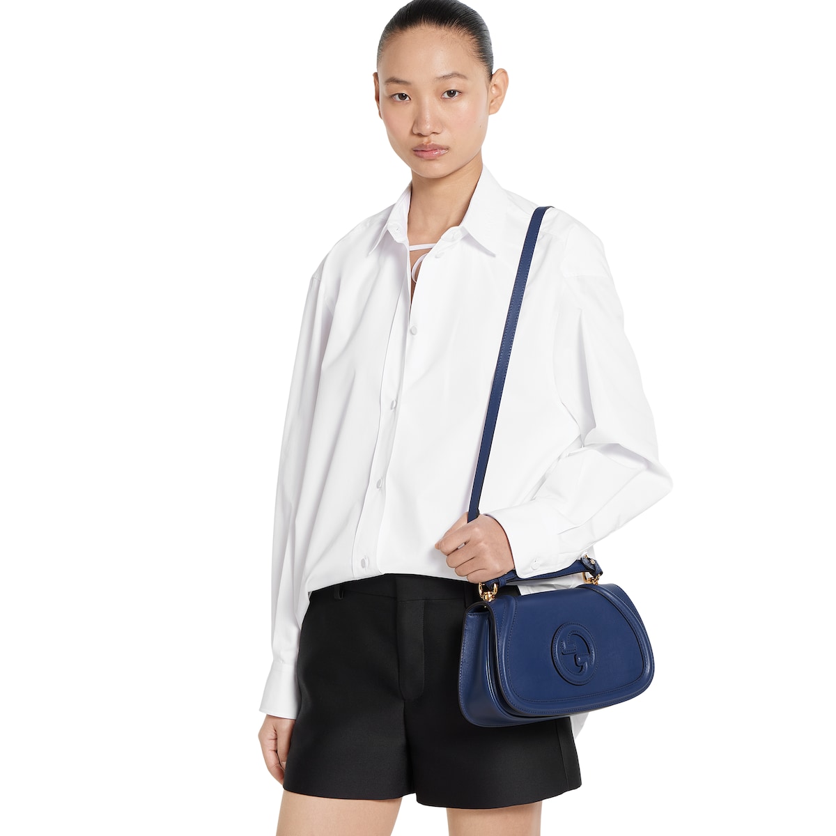 バッグ clowGUCCI GUCCI Navy Blue Canvas Micro GG Monogram Camera Cross