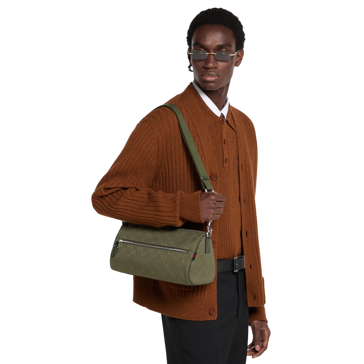 GGキャンバス スモール ボストンバッグ ・フォレストグリーン GG GGキャンバス スモール ボストンバッグ ・フォレストグリーン GG