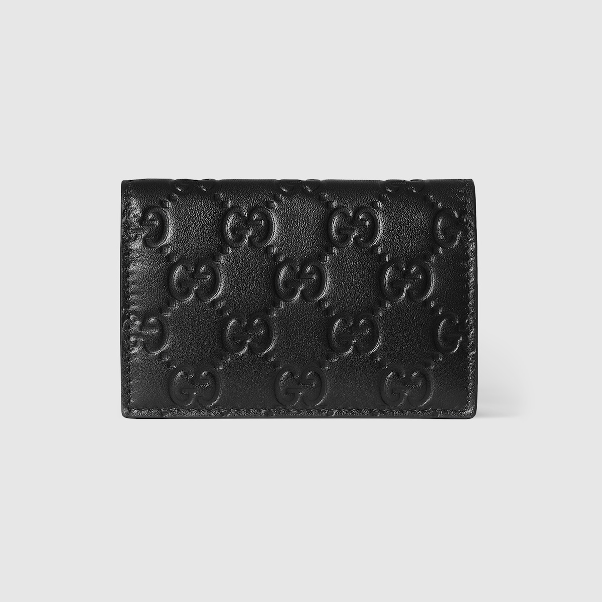 GG Emblem card case in black GG leather | GUCCI® US