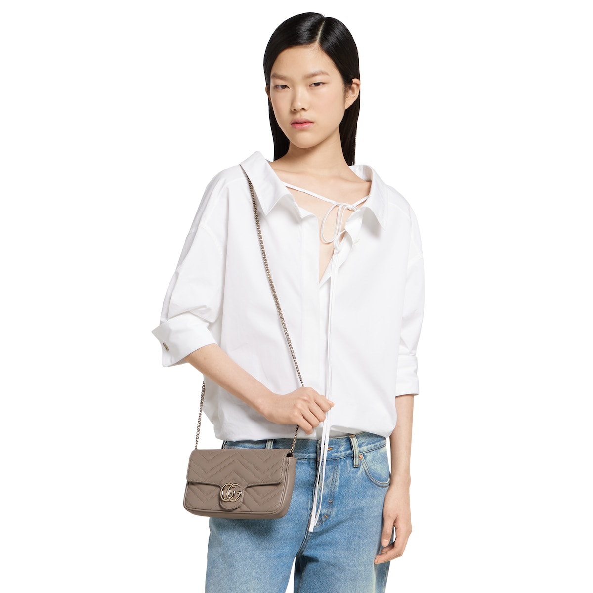 GGマーモント〕スモール ショルダーバッグ ・トープ レザー | GUCCI公式