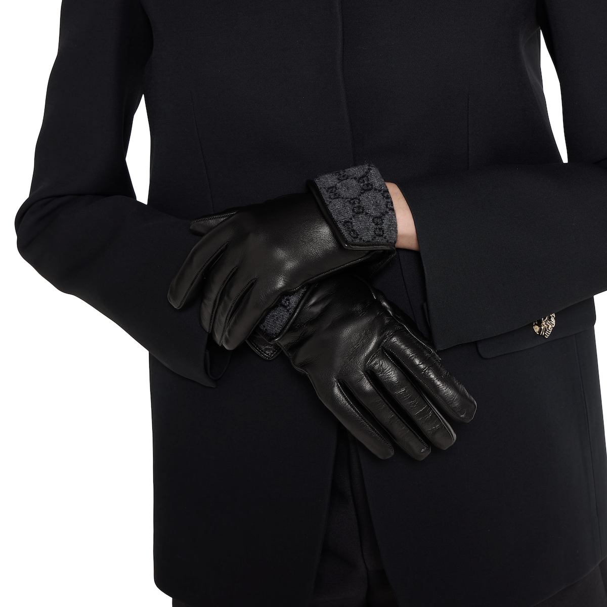 Leather gloves in black | GUCCI® CA