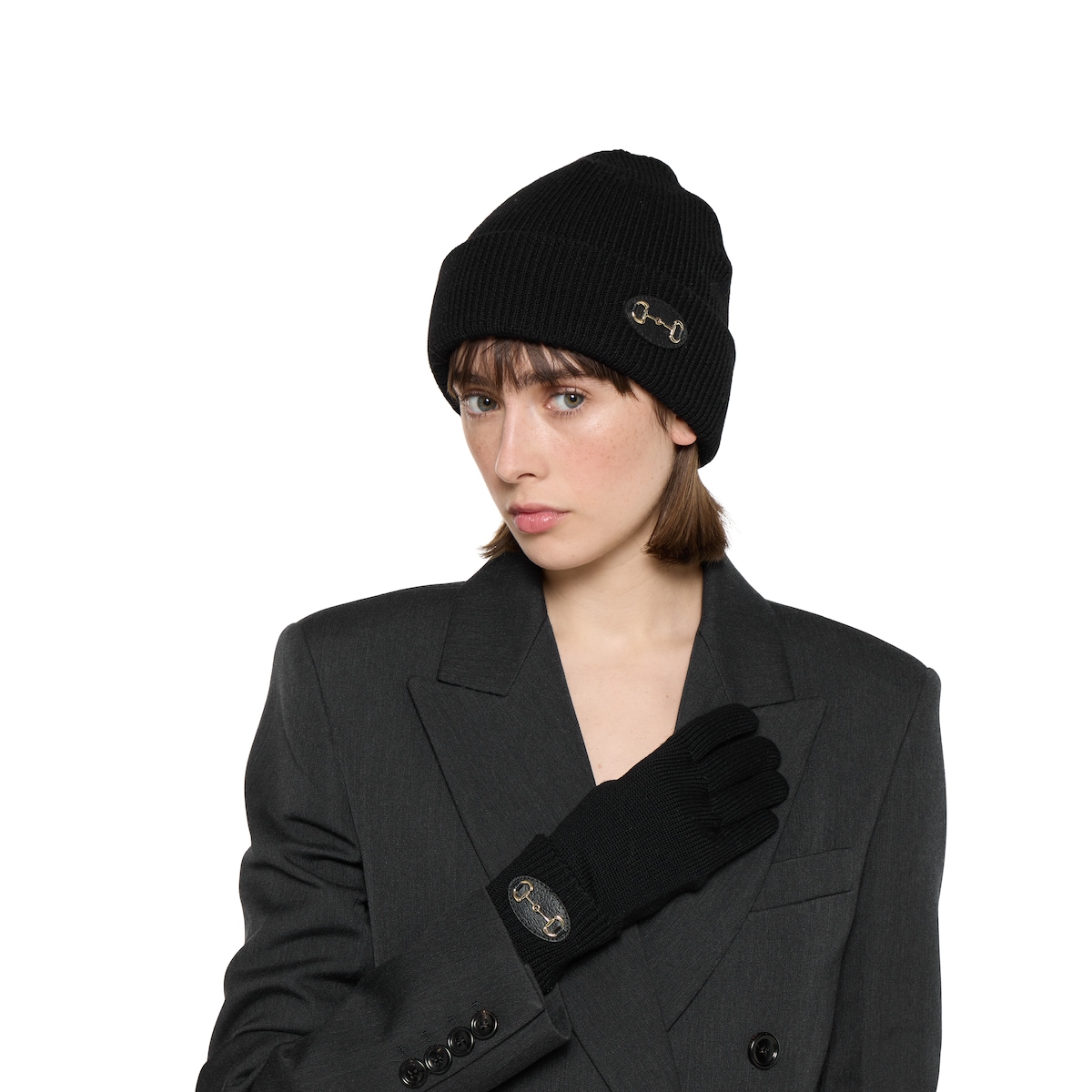 ホースビット付き ウール グローブ ・ブラック | GUCCI公式