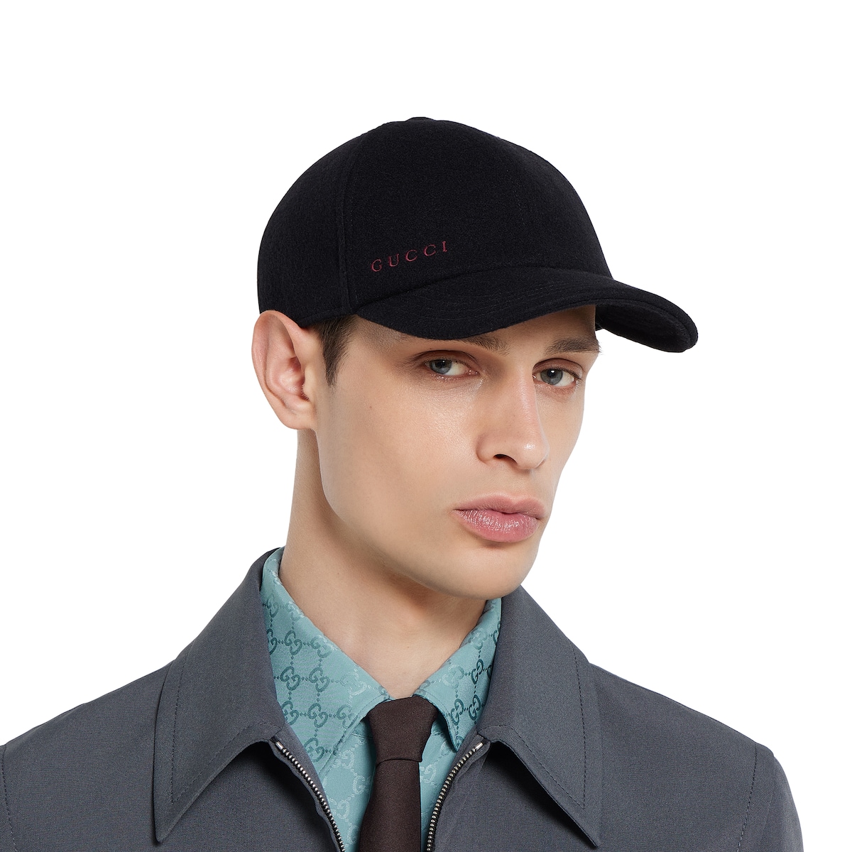 GUCCI Embroidered Wool Baseball Hat Gucci Gucci Wool Baseball Cap - Grey Hats, Accessories  main image 2