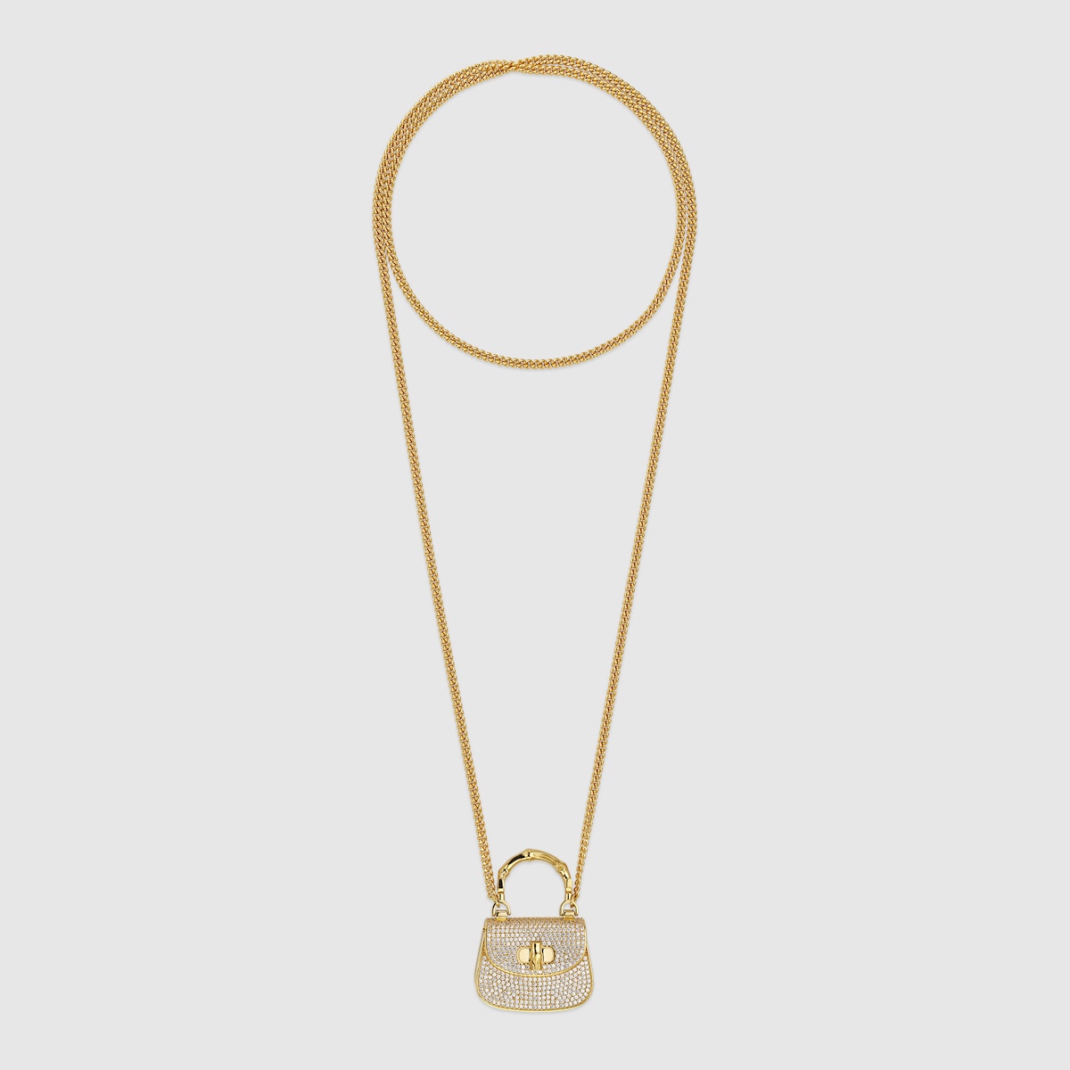 Crossbody necklace with Gucci Bamboo 1947 charm in gold-toned
