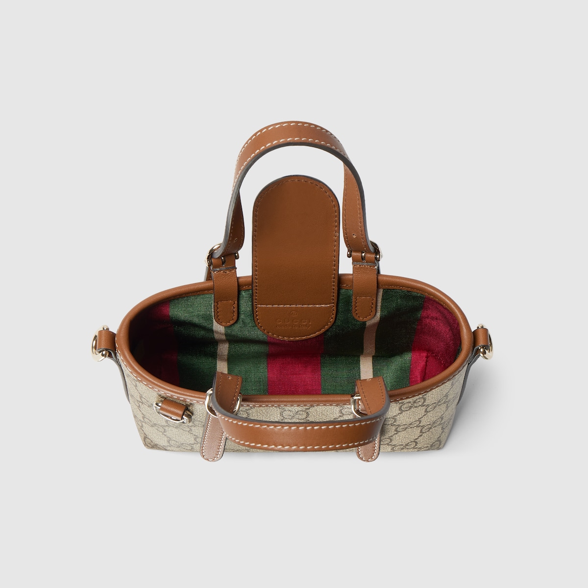 GG Emblem mini bag in beige and brown GG fabric - thumbnail 4