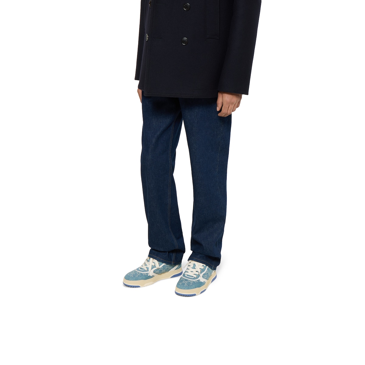 グッチ リウェブ〕メンズ スニーカー ・ライトブルー GGデニム