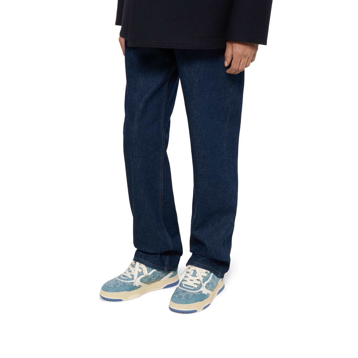 Men's Gucci Re-Web sneaker in light blue GG denim | GUCCI® US