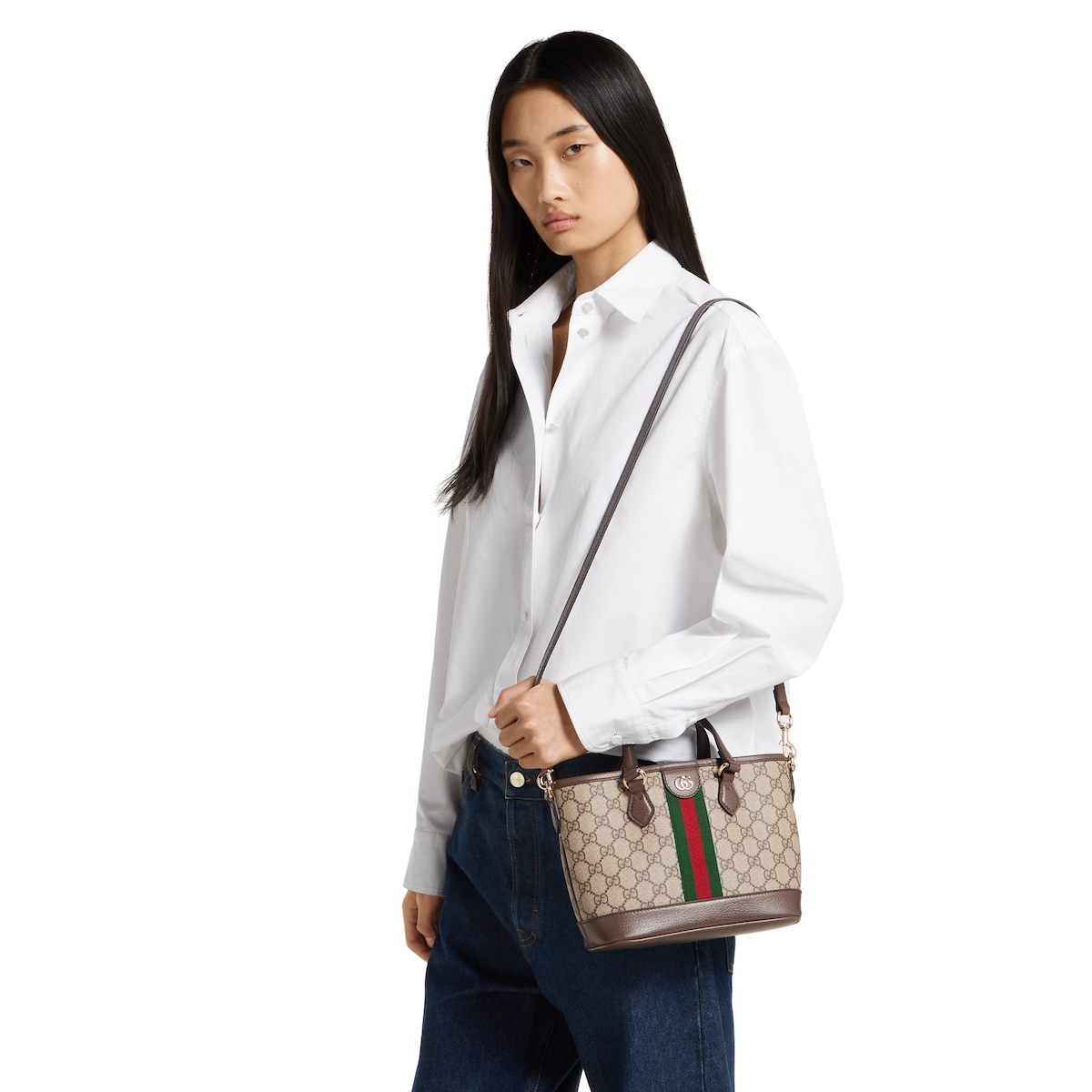 Ophidia Small Canvas Tote Bag - Brown