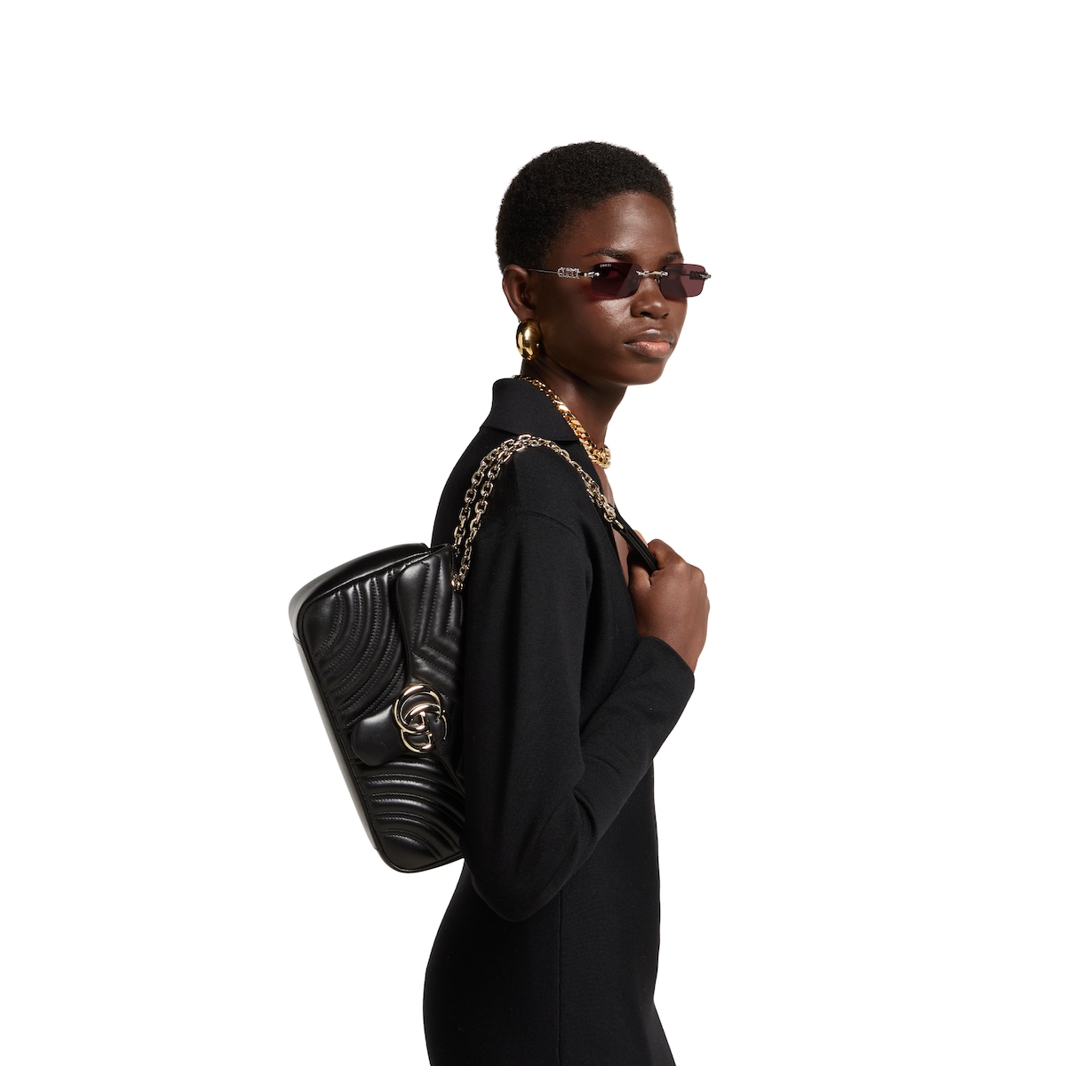 バッグ GUCCI shoulder bag GG leather Black y2k GG Marmont medium shoulder bag in black leather | GUCCI® ZA