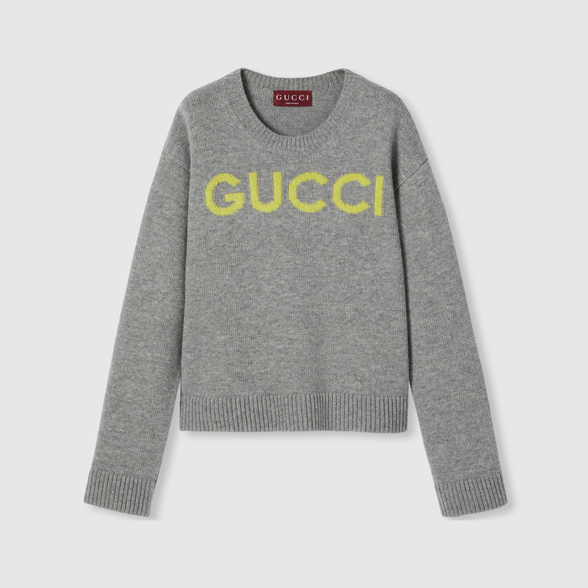 Wool top with Gucci intarsia in grey | GUCCI® US