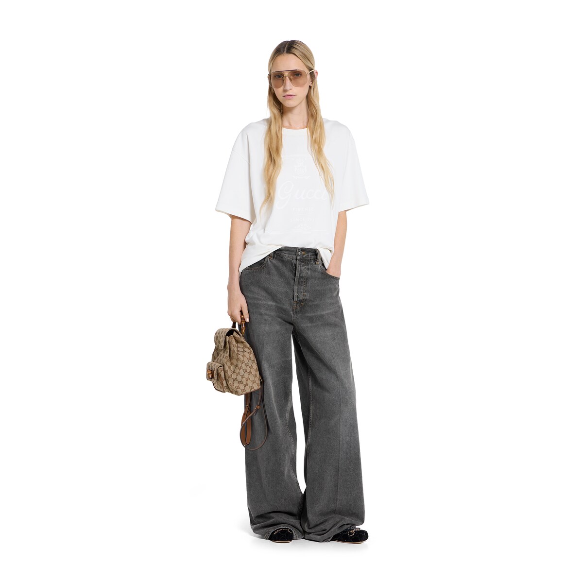 Pantaloni cropped a gamba larga elasticizzati e spazzolati da donna | MUJI
