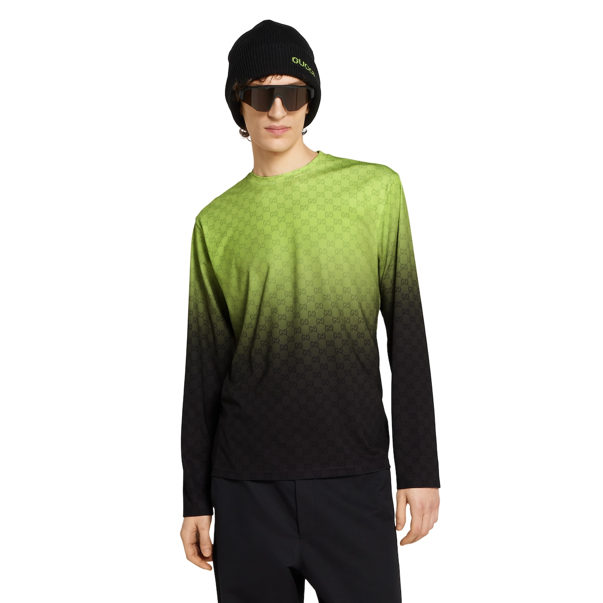 トップス chah chah chahchah Printed technical cotton jersey T-shirt in gradient lime and