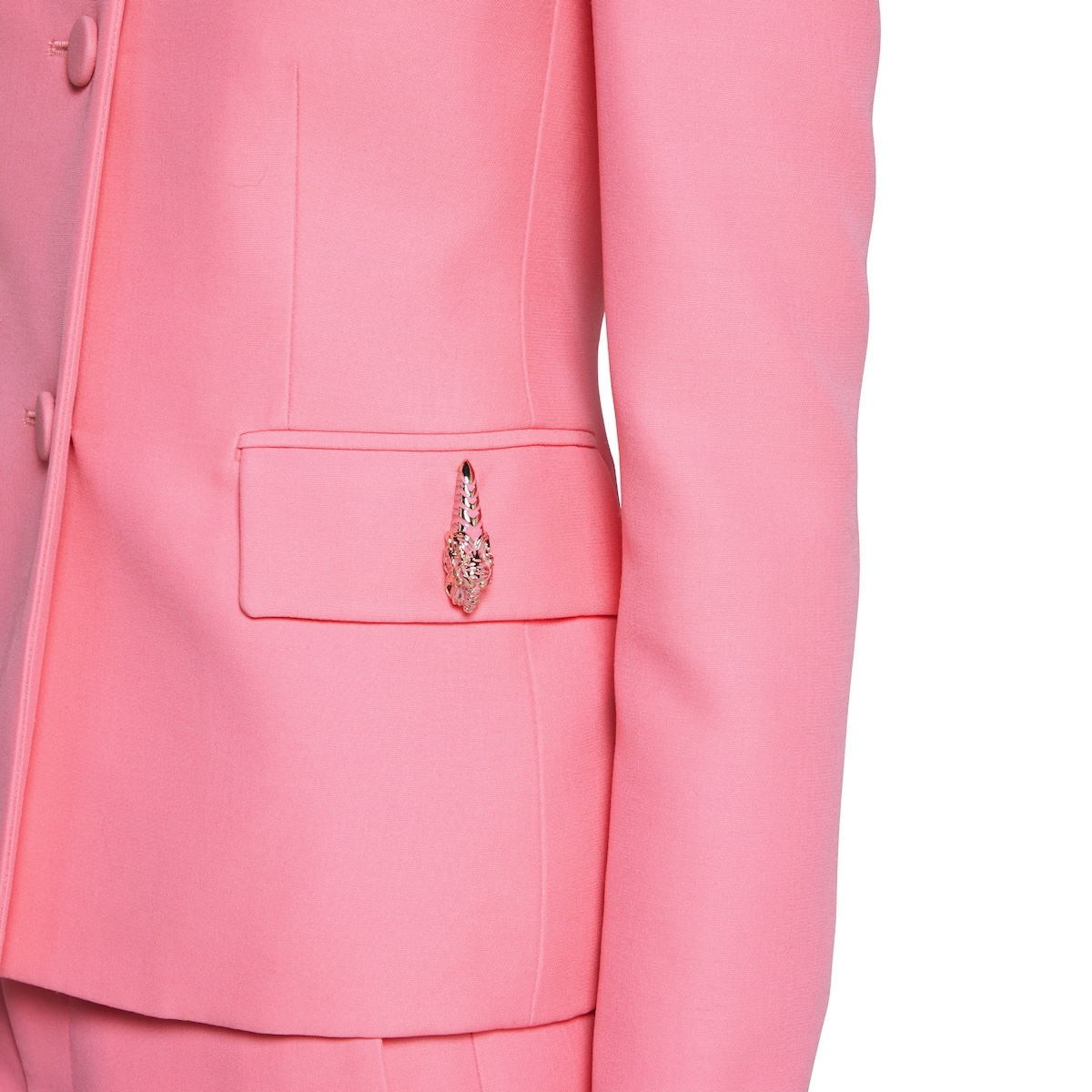 Crêpe wool silk jacket with tiger in pink | GUCCI® US