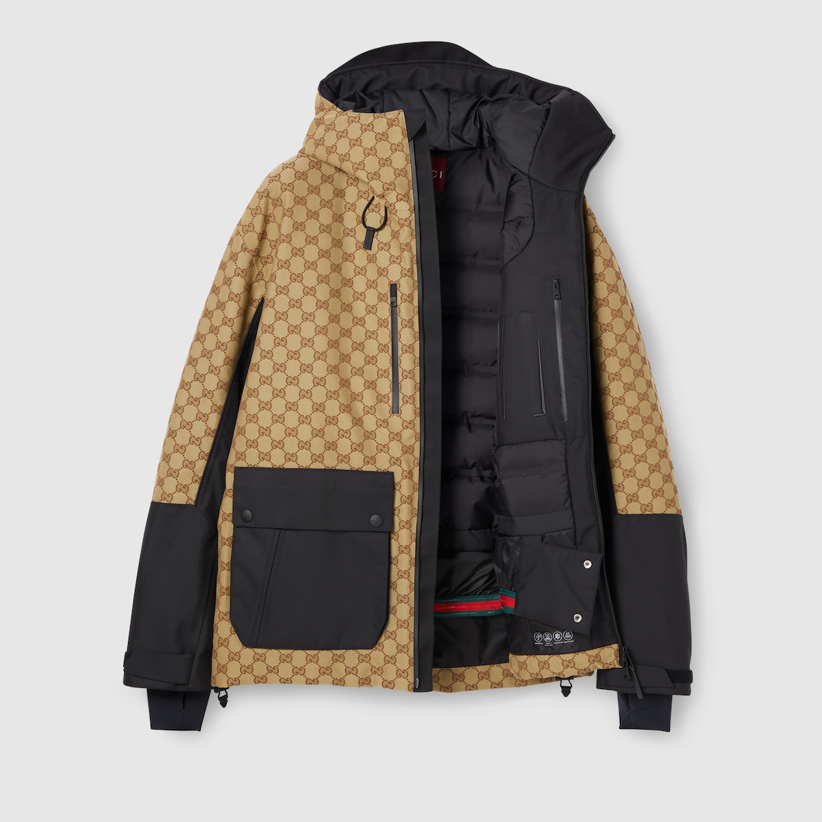 GG technical fabric jacquard jacket in beige and dark brown | GUCCI US
