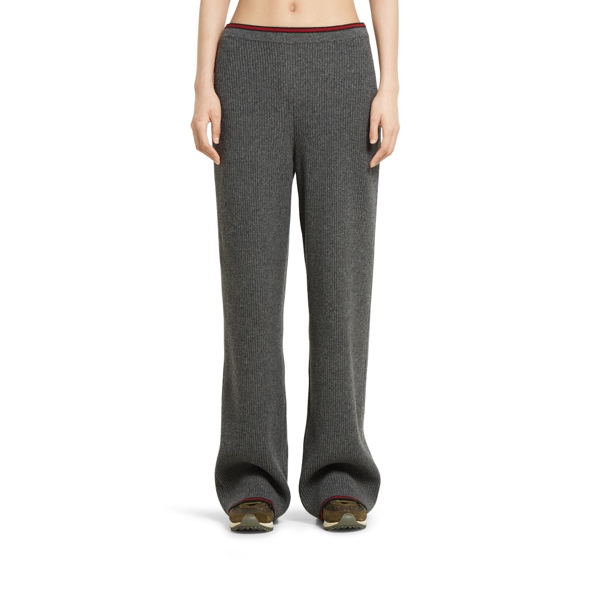 Soft rib felted wool pants in dark grey | GUCCI® US