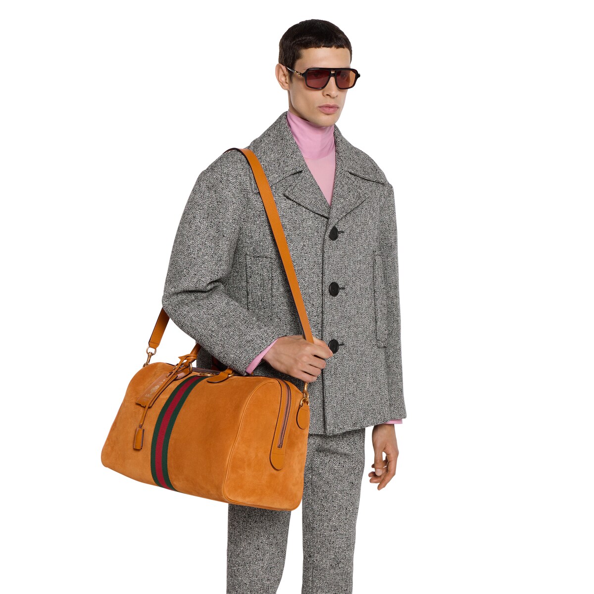 Gucci Savoy medium duffle bag in orange suede - thumbnail 10