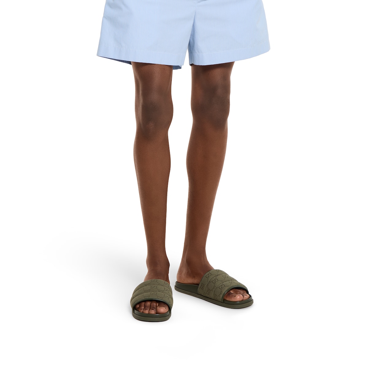 Men's slide sandal in dark green padded GG canvas | GUCCI® US Men's slide sandal in dark green padded GG canvas | GUCCI® US