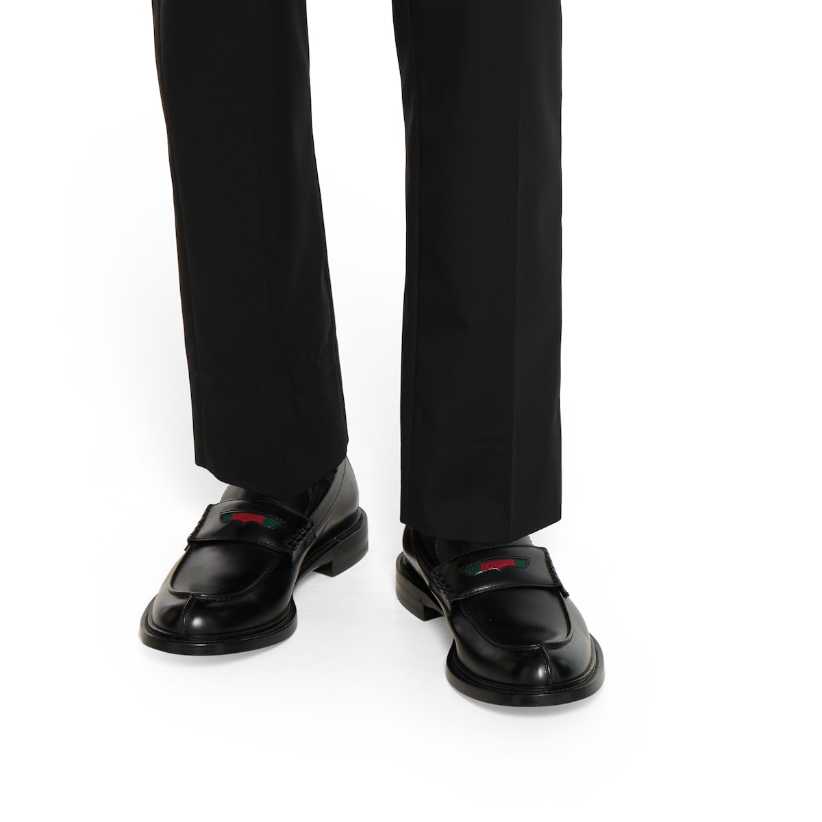 ウェブ ストライプ付き メンズ ローファー ・ブラック レザー | GUCCI公式