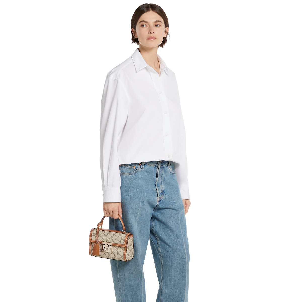 Padlock small top handle bag in beige and brown GG fabric | GUCCI® US