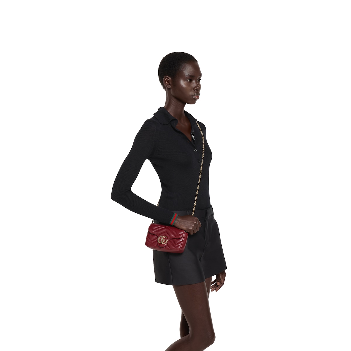 GG Marmont mini shoulder bag in Rosso Ancora red leather GG Marmont mini shoulder bag in Rosso Ancora red leather