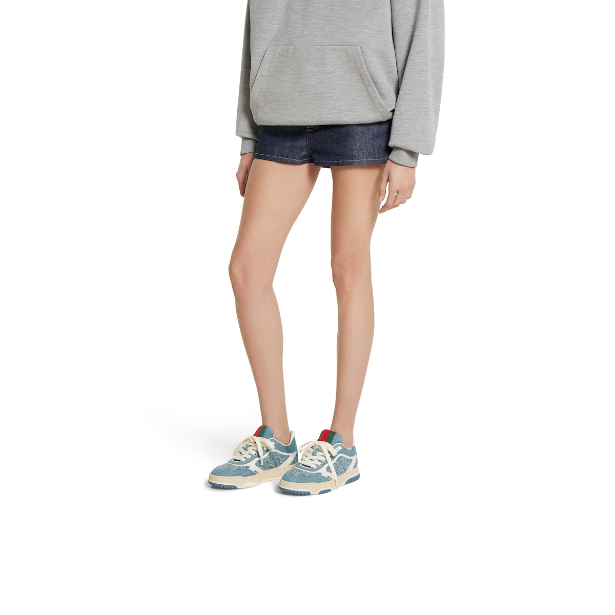 Women's Gucci Re-Web sneaker in blue denim | GUCCI® US