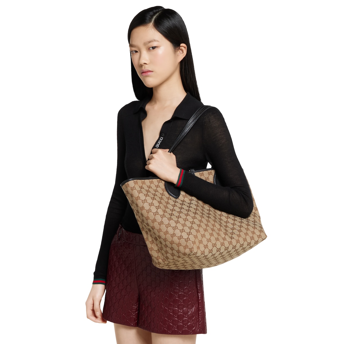 Gucci Totissima large reversible tote bag in black leather Gucci Totissima large reversible tote bag in black leather