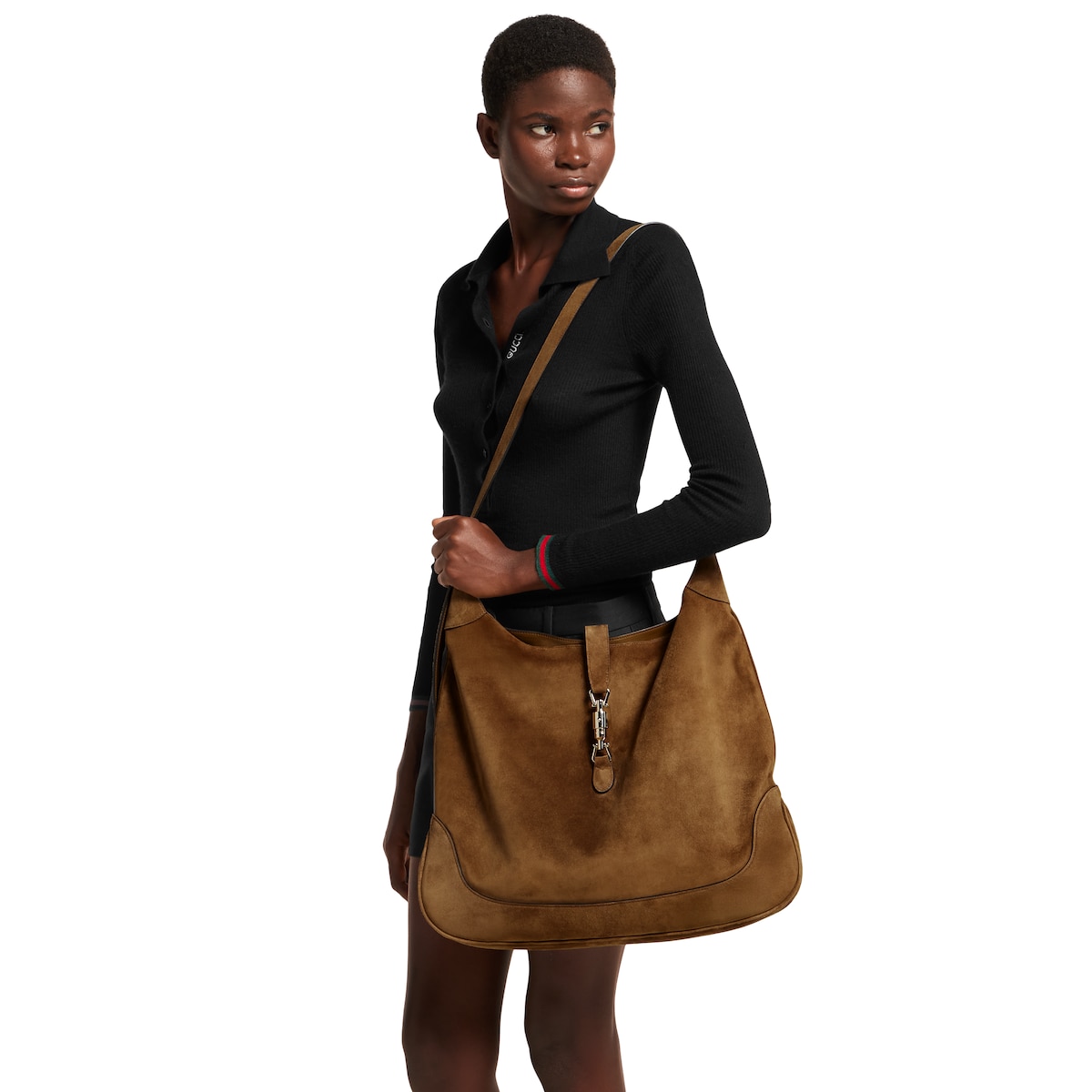 グッチ ジャッキー ジョルノ〕ショルダーバッグ ・ブラウン スエード