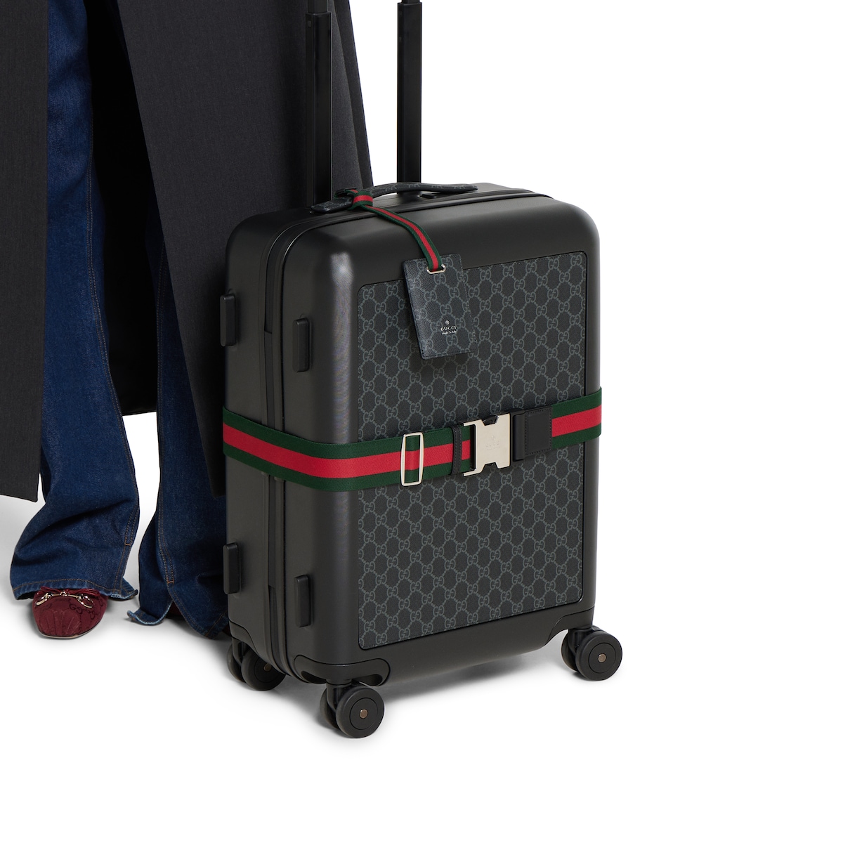 Luggage elastic Web band in green and red canvas