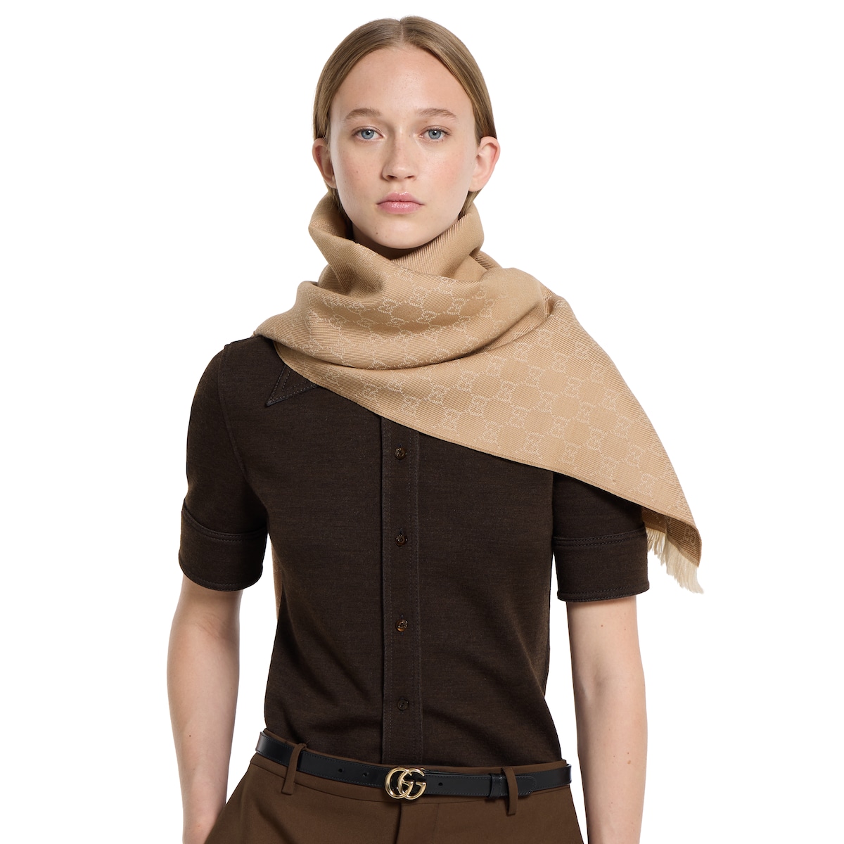 GG wool scarf in beige and ivory | GUCCI® US