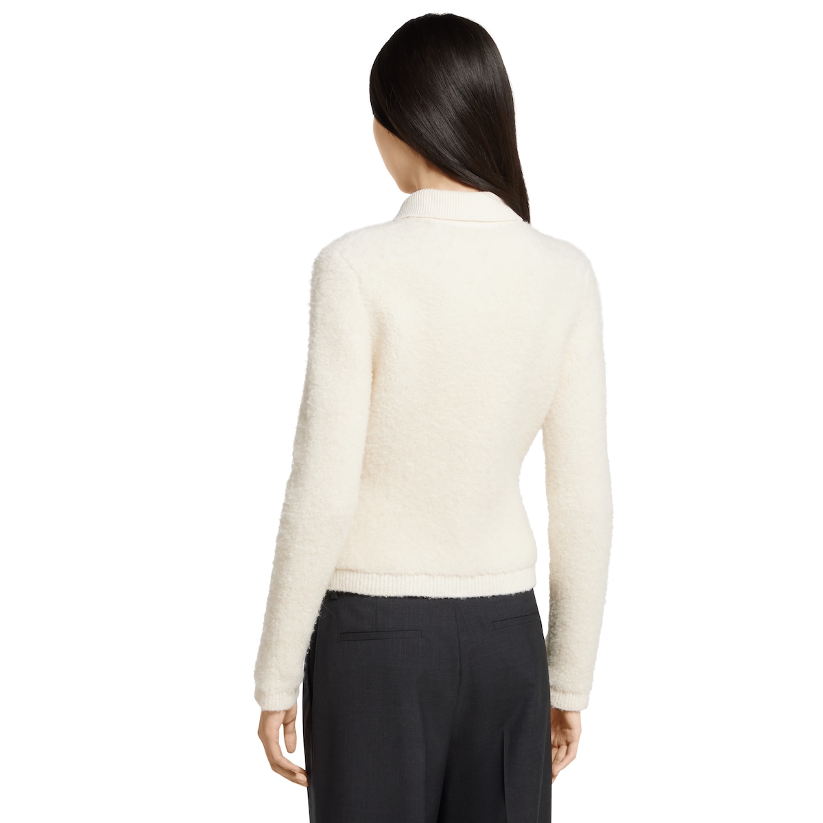 Wool bouclé polo cardigan in white | GUCCI® US