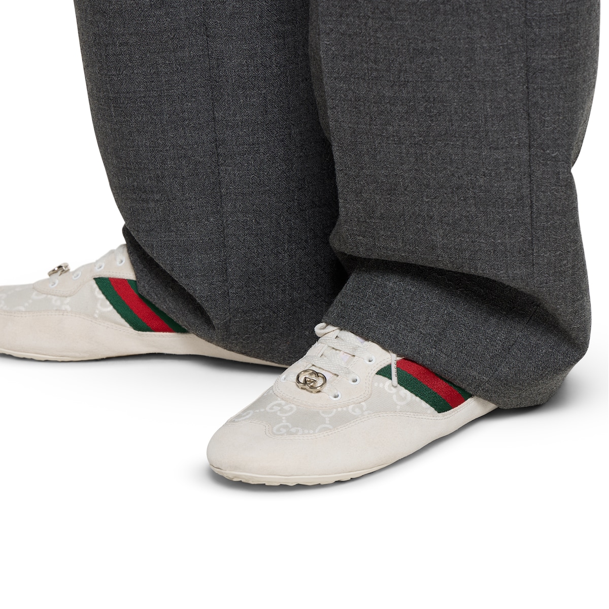 専用 GUCCI ホワイト スニーカー GGバックル付き グッチ（GUCCI）メンズスニーカー エース サイズ7 1/2 26.5cm