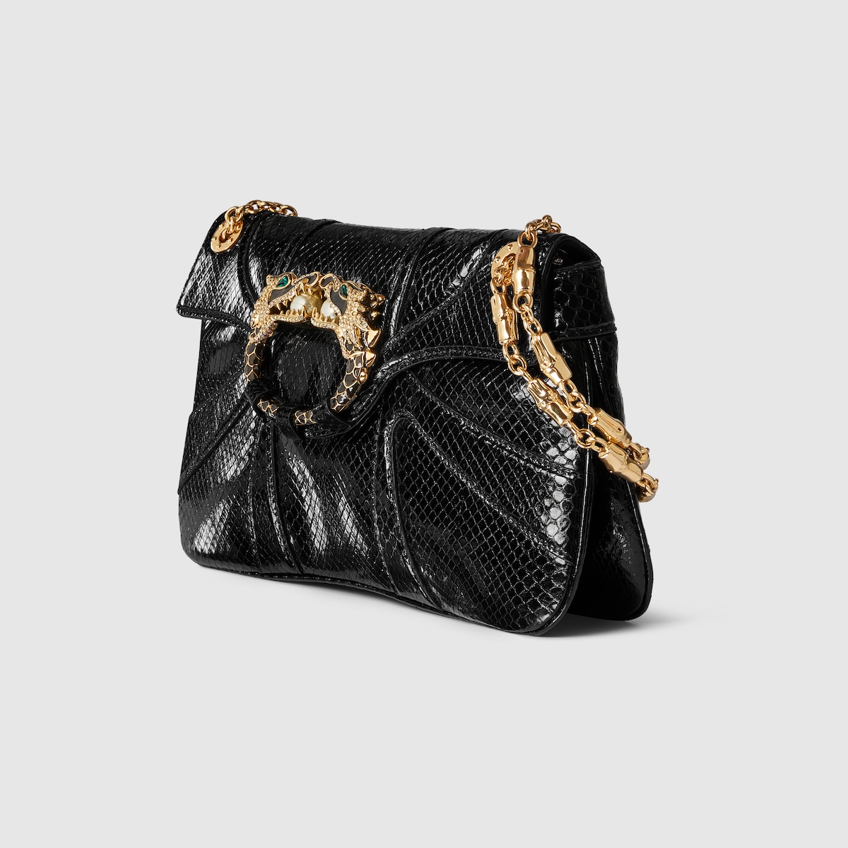 Python evening shoulder bag in black | GUCCI® US