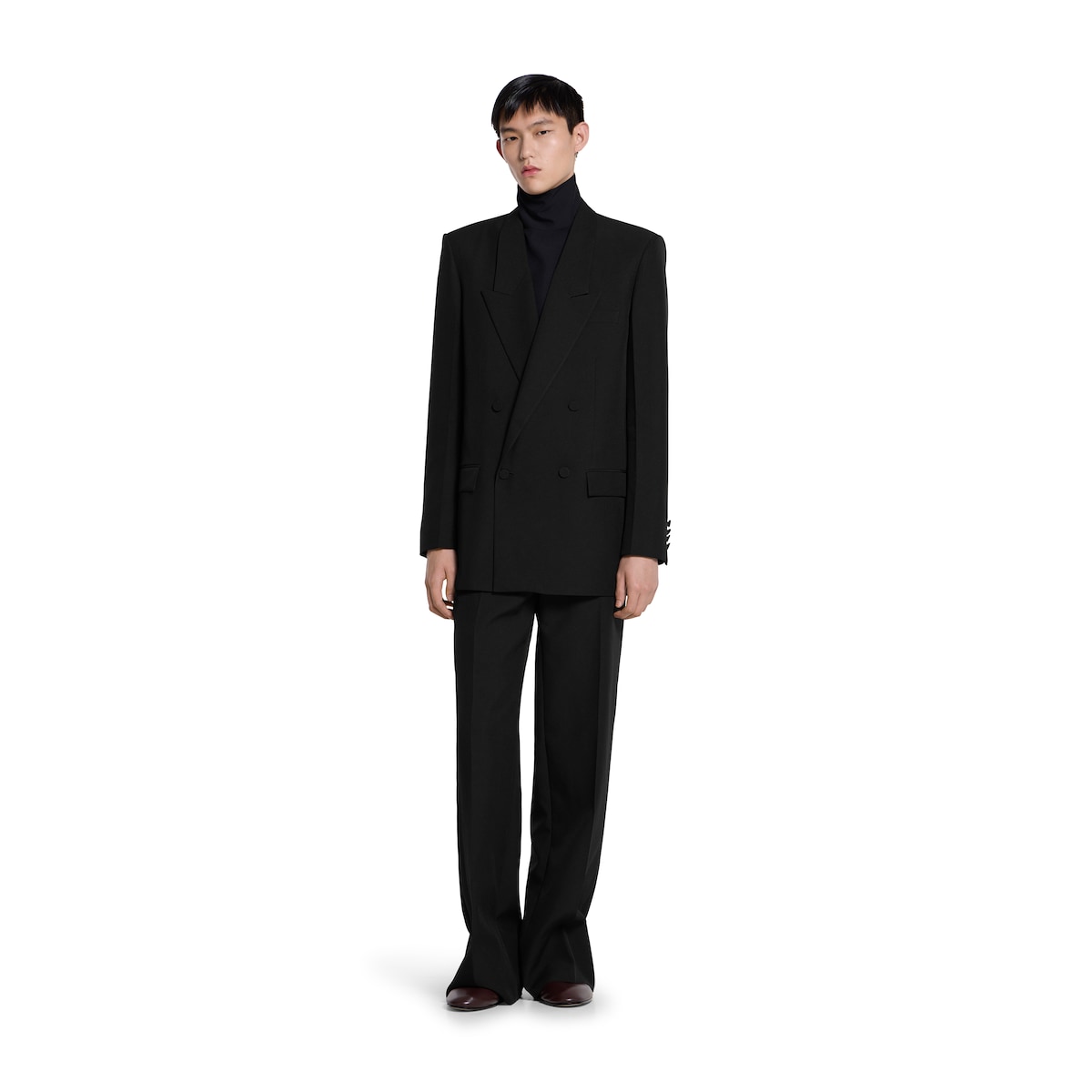 Double-breast technical panama jacket in black | GUCCI® US