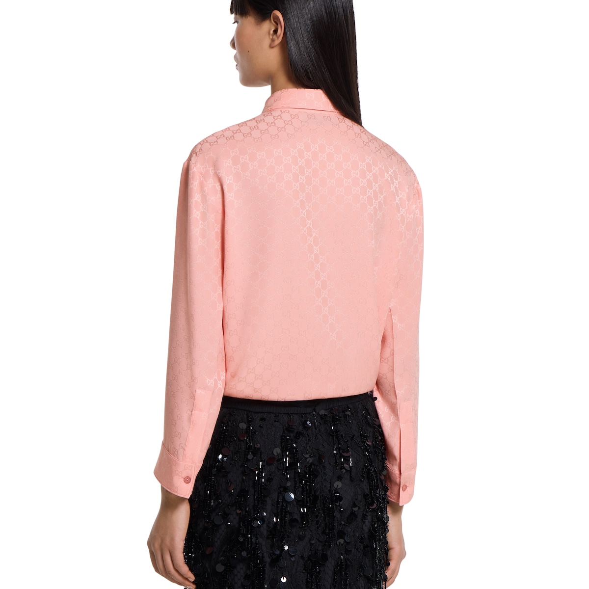 GG silk jacquard shirt in pink | GUCCI® US