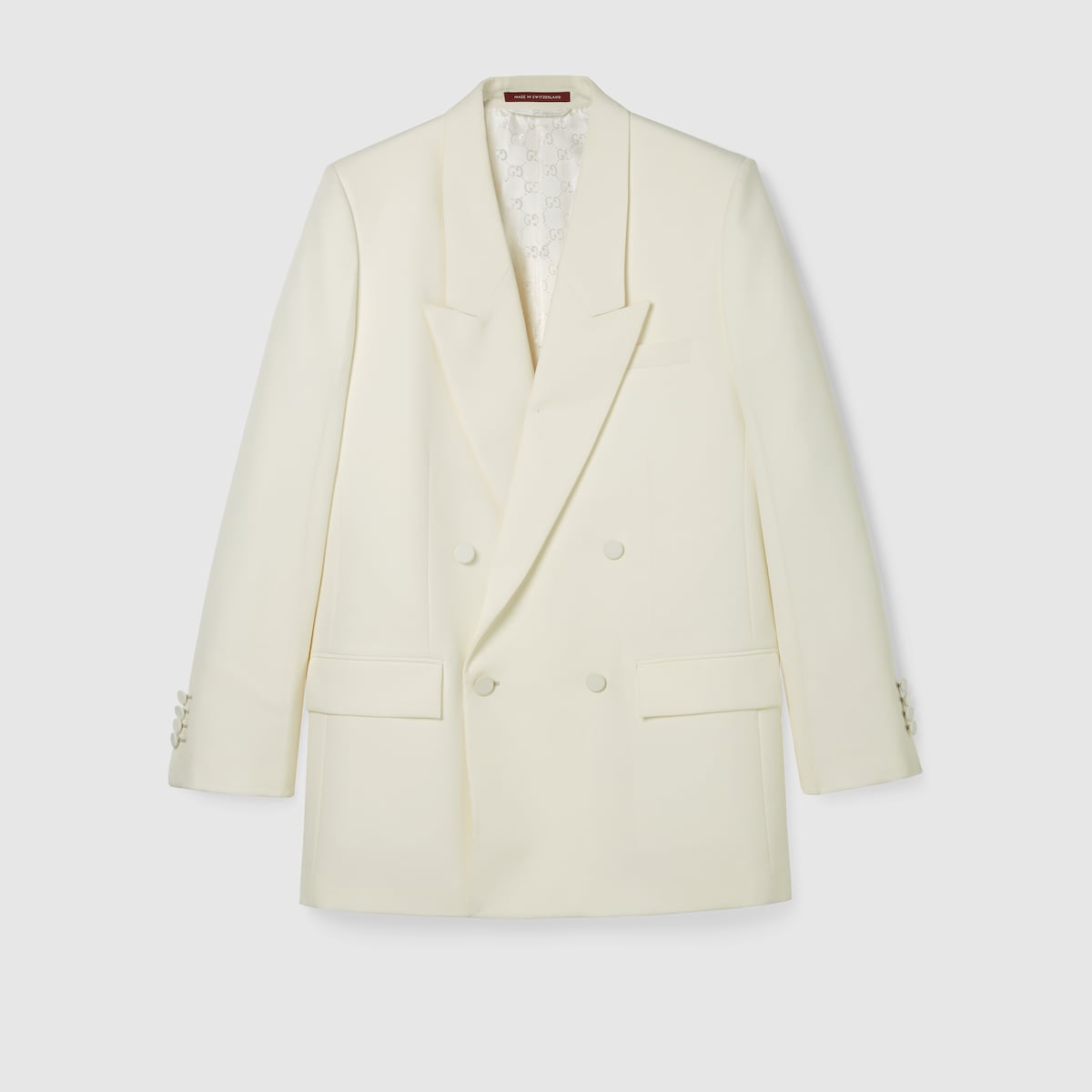 MUZE×el conducotrH DOUBLE BREASTED JKT Double-breast technical panama jacket in ivory | GUCCI® US