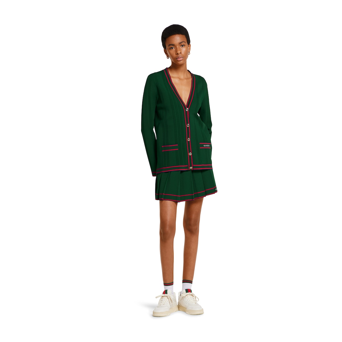 Gucci☆プリーツスカート Pleated skirt with striped trim in dark blue | GUCCI® US