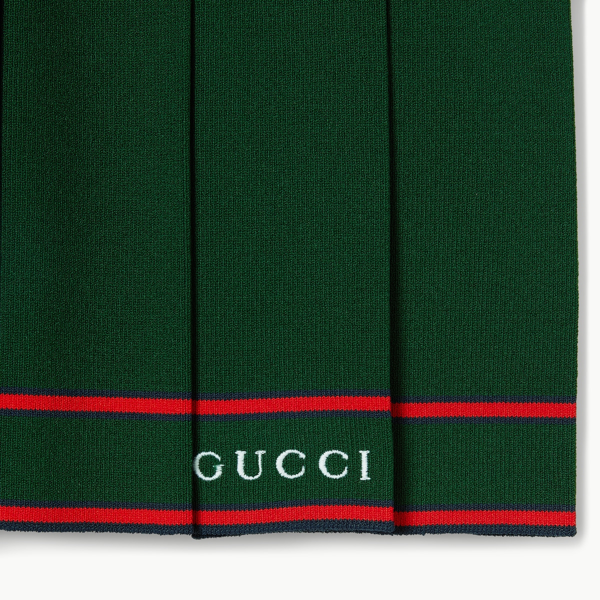 Pleated skirt with striped trim in dark green | GUCCI® US