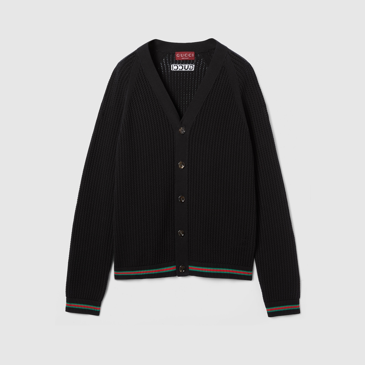 GUCCIニット ウェブ ストライプ付き コットンニット カーディガン ・ブラック