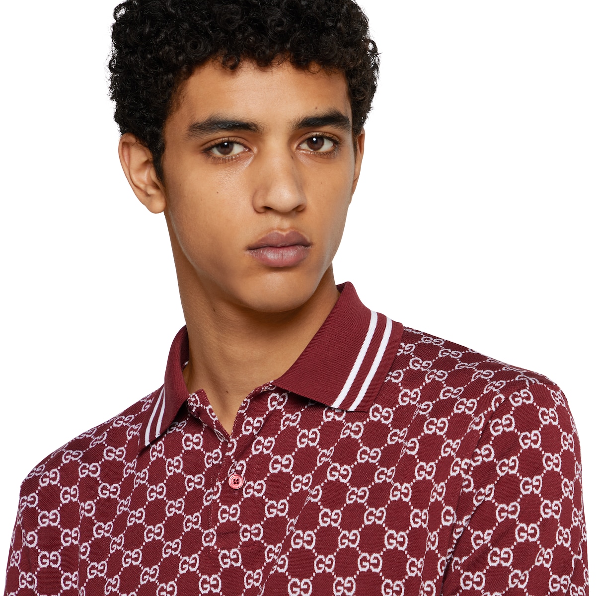GG cotton piquet jacquard polo shirt in black and grey - thumbnail 10