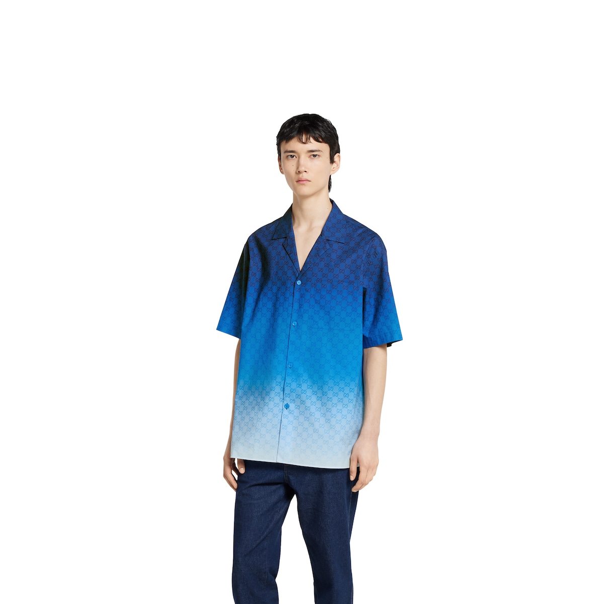 GUCCI ジオメトリックG プリント モスリン ボウリングシャツ GEOMETRIC G PRINT MUSLIN BOWLING SHIRT