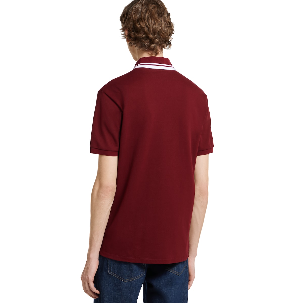 Cotton piquet polo shirt with embroidery in Rosso Ancora red