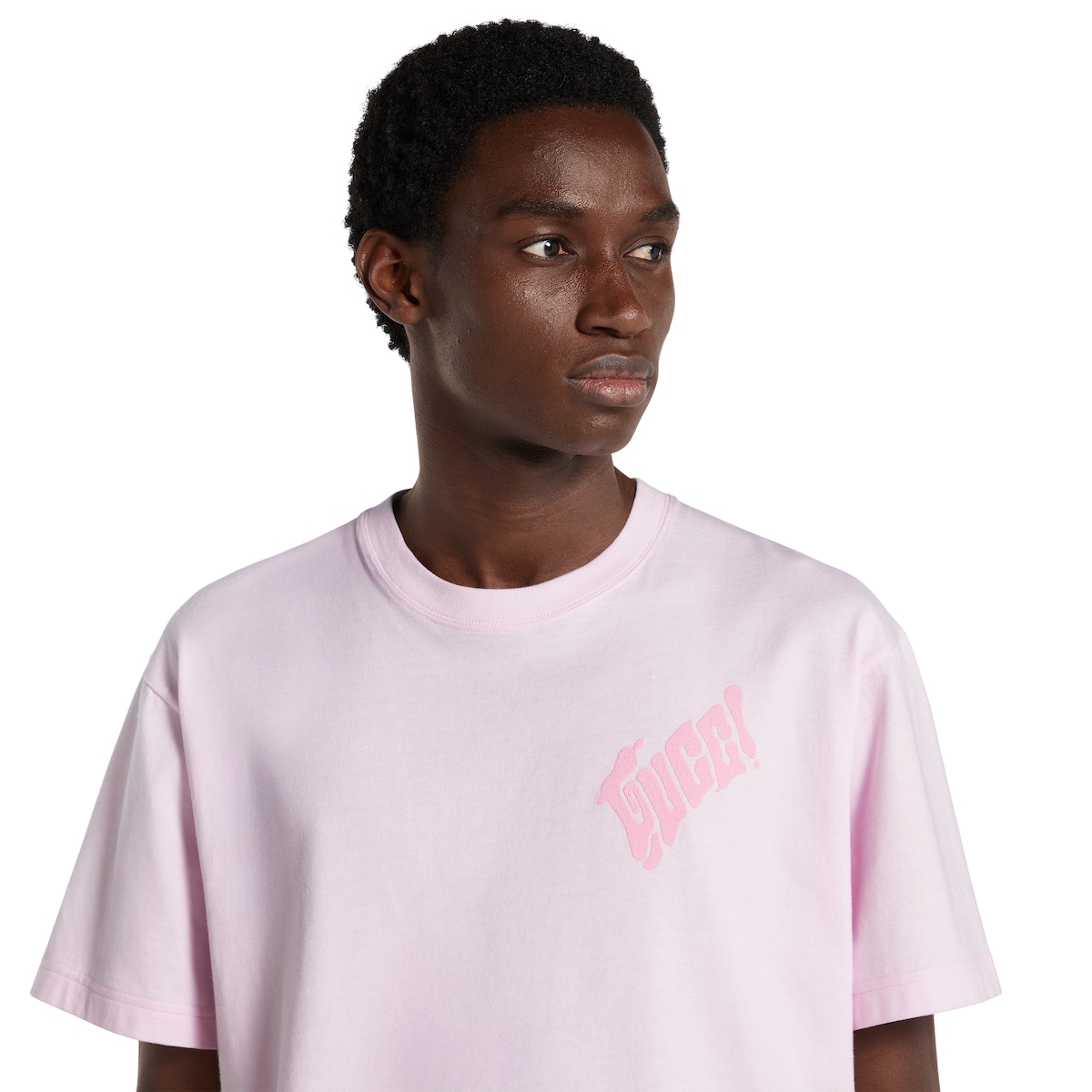 Cotton jersey T-shirt with Gucci logo in light pink | GUCCI® US