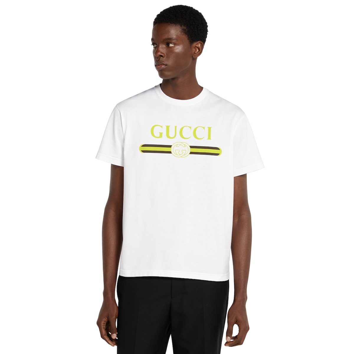 Cotton jersey T-shirt with print in white | GUCCI® SG