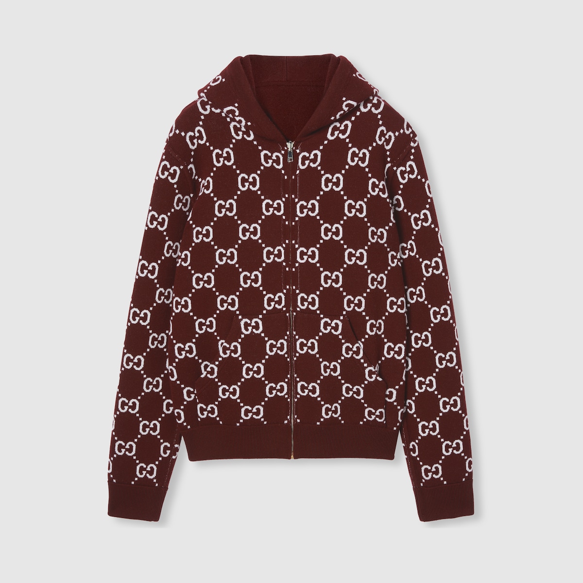 Reversible wool zip jacket in burgundy | GUCCI® US