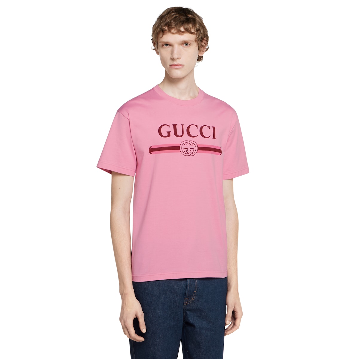 プリント コットンジャージー Tシャツ ・ピンク | GUCCI公式