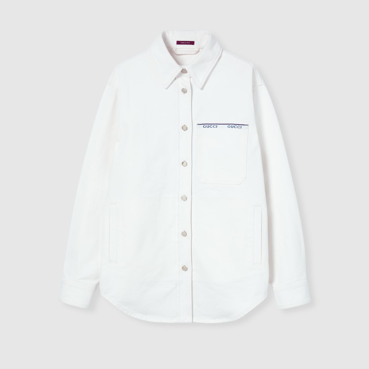 Denim shirt with Gucci selvedge in white | GUCCI® US